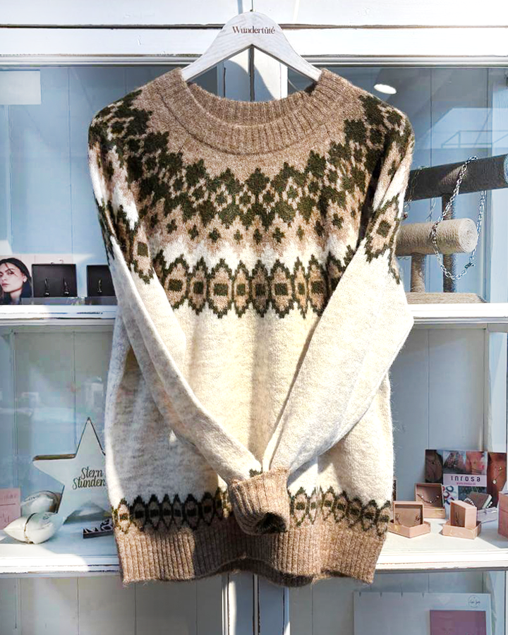 Pullover creme und Herbstmuster - die kleine Wundertüte