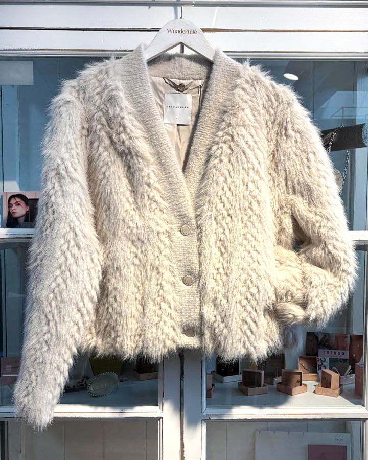 cremefarbene Boho-Strickjacke - die kleine Wundertüte