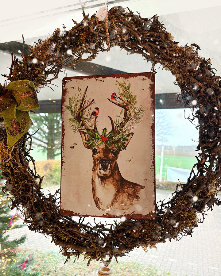 Weihnachtsdeko Kranz mit Hirschbild - die kleine Wundertüte