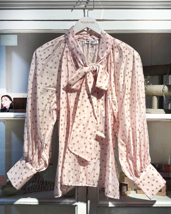 seidige rosa Bluse mit punkten- die kleine Wundertüte