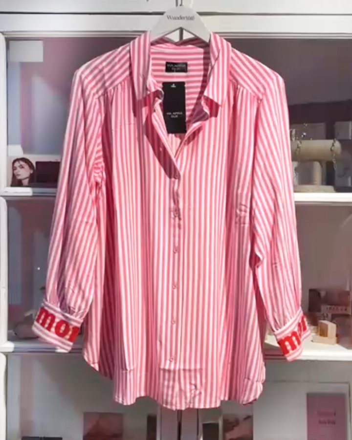 Streifenbluse mit Moin-applikation - die kleine Wundertüte