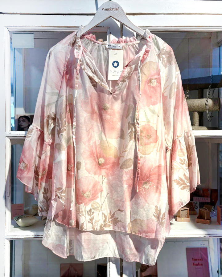 leichte Sommerbluse mit blütenmuster - die kleine Wundertüte
